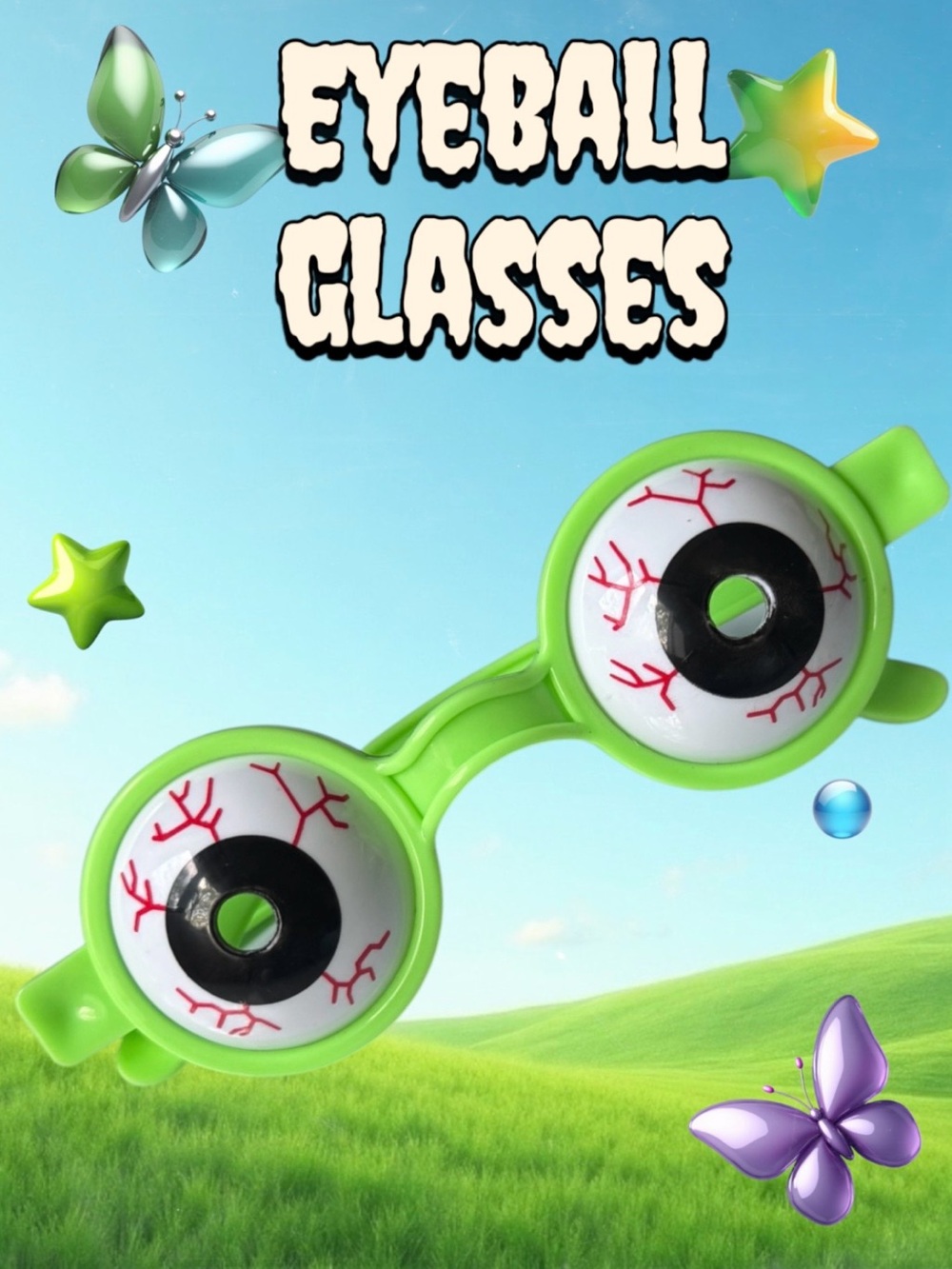 Novelty Eyeball Glasses in Bright Green - Fun Costume Accessory